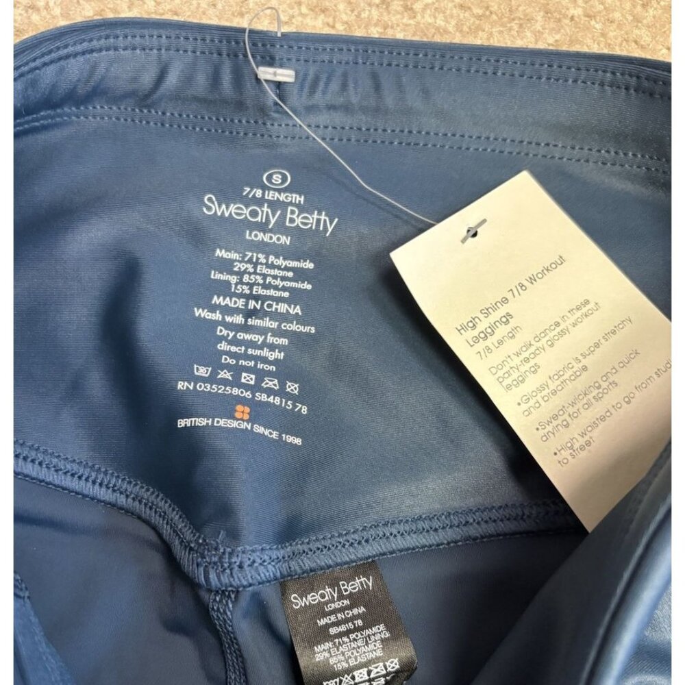 Sweaty Betty S Teal Blue High Rise Waist High Shine 7/8 Legging NWT - Picture 6 of 8